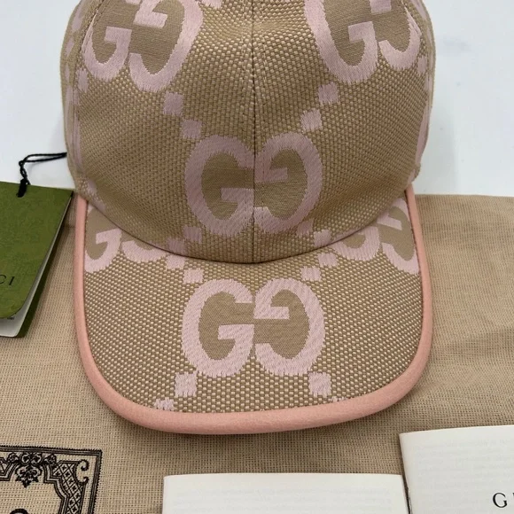 Women’s Gucci jumbo GG canvas, baseball hat in beige and pink size XL Italy - Picture 3 of 10